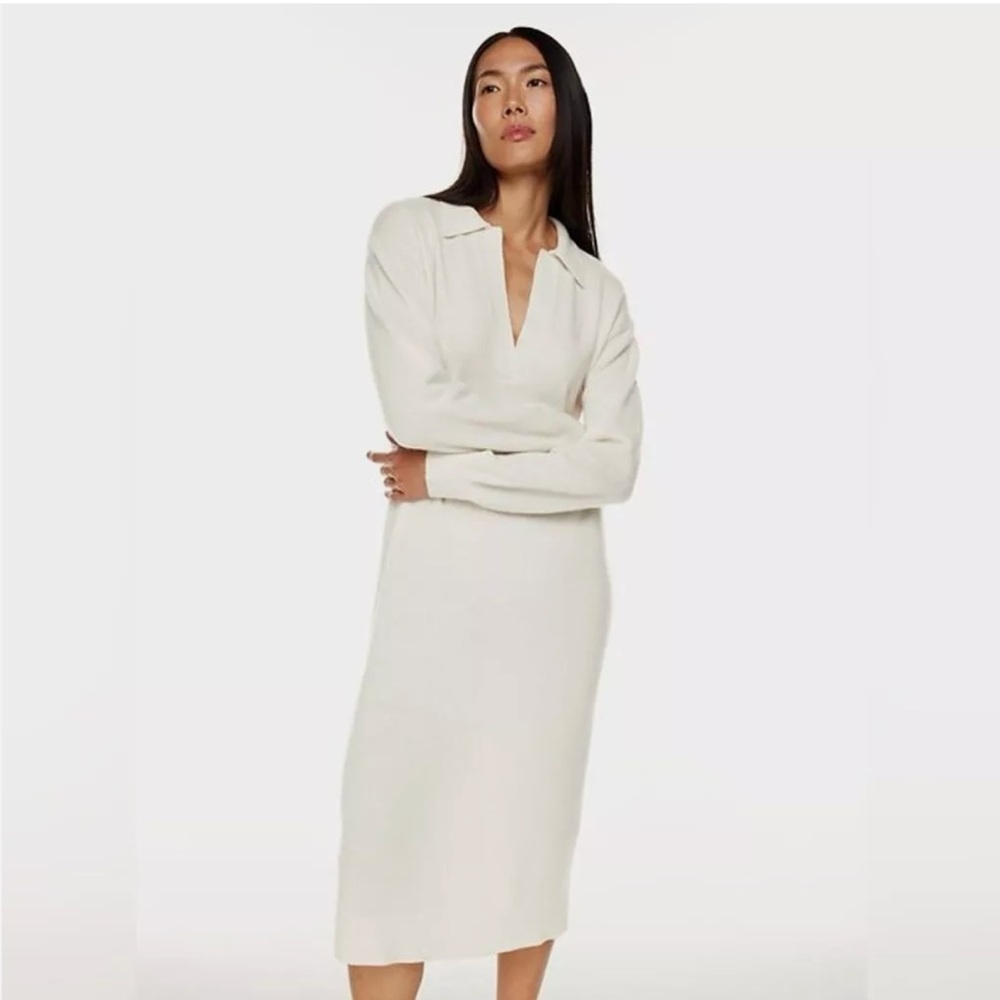 NTW Aritzia Cream Midi Sweater Dress
